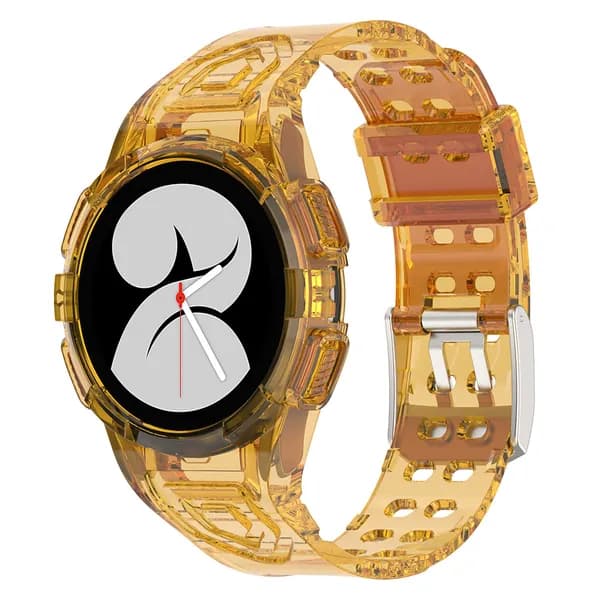 Чехол-ремешок из ТПУ для Samsung Galaxy Watch FE/6/5/4 40 мм, прозрачный оранжевый