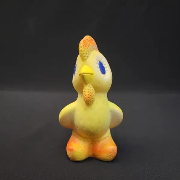 Игрушка резиновая винтажная, СССР. Фигурка петушка, цветная резина