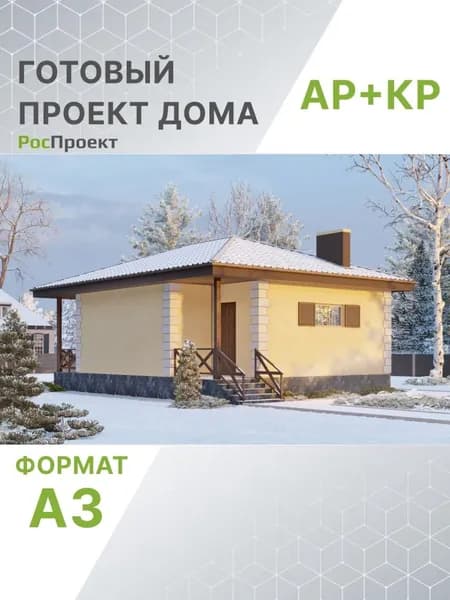 Проект RPg3277 - Одноэтажный дом с террасой (52 м2, 8м x11м)