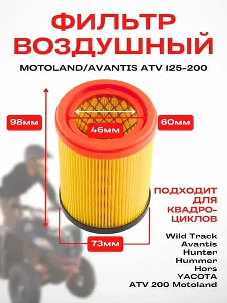 Воздушный фильтр для квадроцикла 125–200 см³