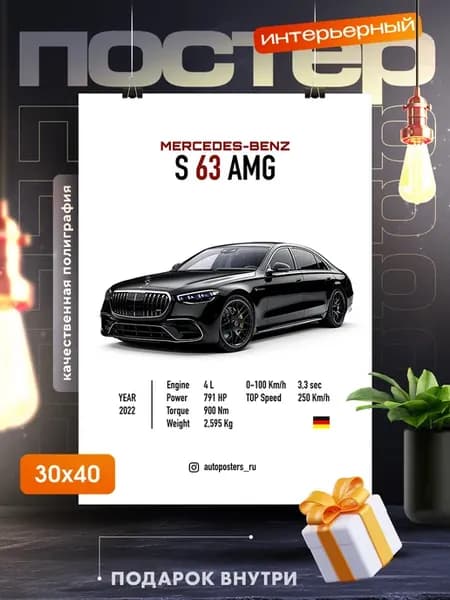 Постер на стену интерьерный с автомобилем