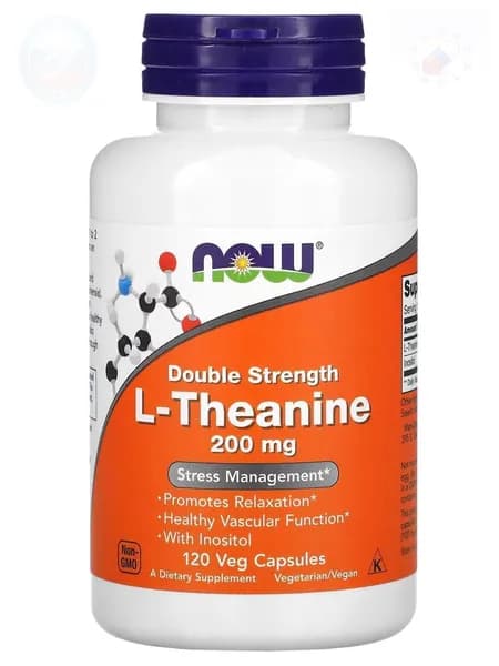 Теанин (л теанин) NOW Foods L-Theanine 200 мг 120 растительных капсул