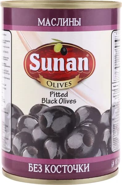 Маслины без косточки SUNAN черные, 280г