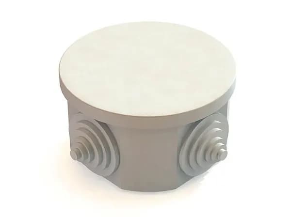 Коробка распаячная открытой установки d75х40 IP44 4 гермоввода, серый