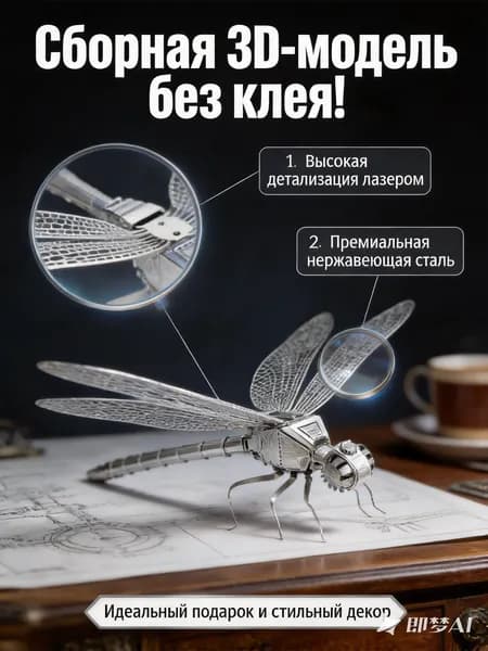 сборная модель, механическая стрекоза