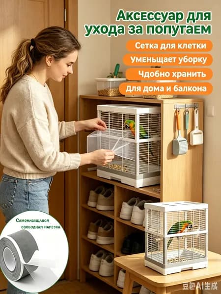Наклейка на сетку для птичьей клетки, защищенную от брызг и пищевых продуктов,7cm*5m,1шт