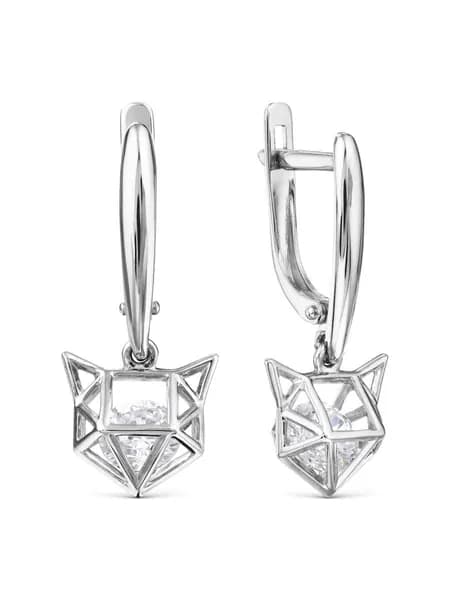Серьги женские серебряные 925 пробы с фианитами, KARATOV