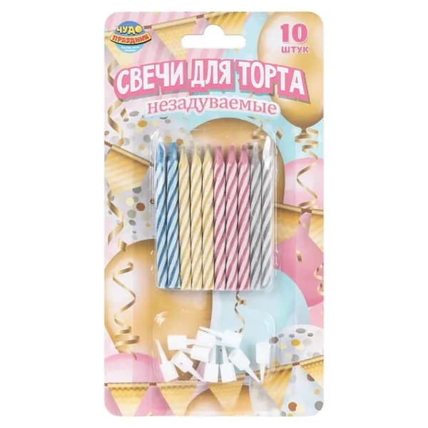 Чудо праздник Свечи для торта, 6 см х 0.5 см, 1 шт