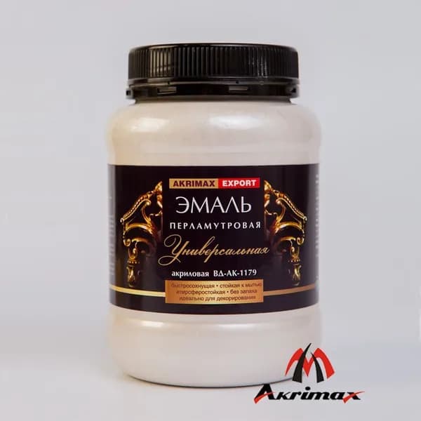 Краска, Эмаль перламутровая декоративная без запаха 0,5 кг AKRIMAX, эмаль для наружных и внутренних работ, водостойкая краска по металлу, Акриловая, быстросохнущая, серебристый