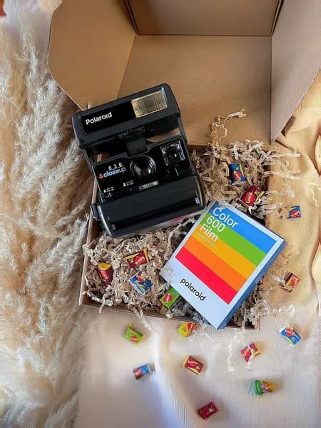 Фотоаппарат мгновенной печати винтажный Polaroid 600/636 + кассета. Подарочный набор. Подарок девушке, парню, подруге, мужчине, женщине.