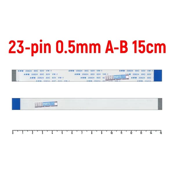 Шлейф FFC 23-pin Шаг 0.5mm Длина 15cm Обратный A-B AWM 20624 80C 60V VW-1