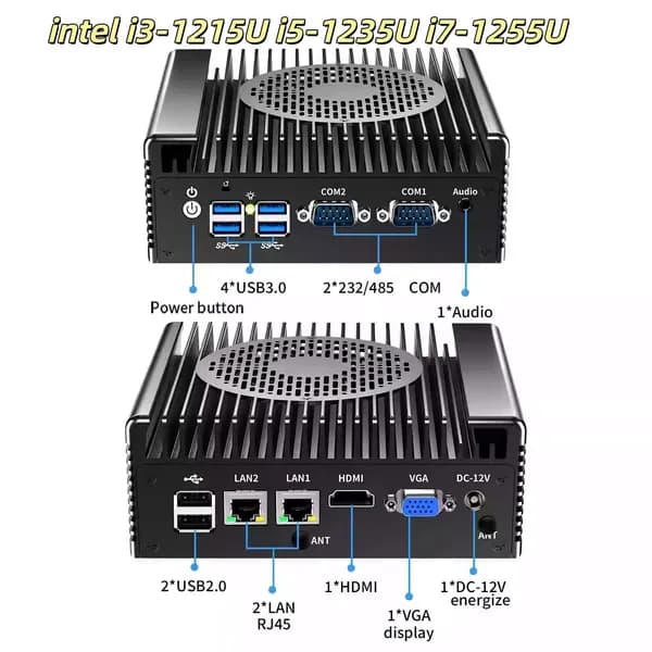 Мини-ПК (Intel Core i3-1215U, RAM 16 ГБ, SSD 256 ГБ, Intel Graphics, Windows), черный