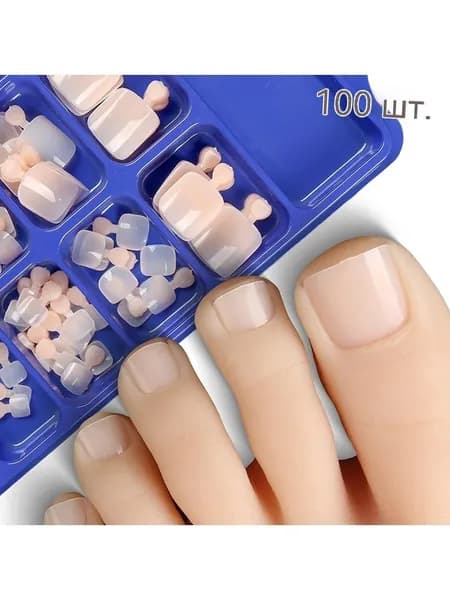 100 кусочков однотонных кусочков для ногтей на ногах