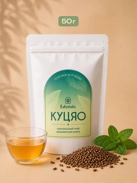 Гречишный чай с мятой EDEMIS, китайский Куцяо, натуральная мята, освежающий, без кофеина, мини, 50 г
