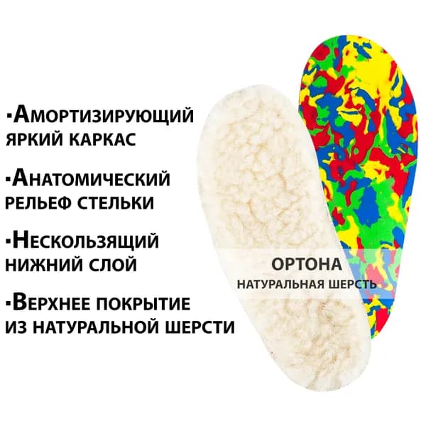 Легкие зимние стельки с покрытием из овечьей шерсти и амортизирующим каркасом для лечения плоскостопия и профилактики вальгусной стопы / теплые амортизирующие супинаторы для сапог и ботинок разм. 24
