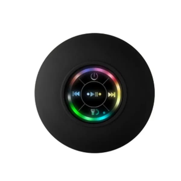 Водонепроницаемый Bluetooth-динамик для душа с FM-радио, RGB-подсветкой и присоской, Черный