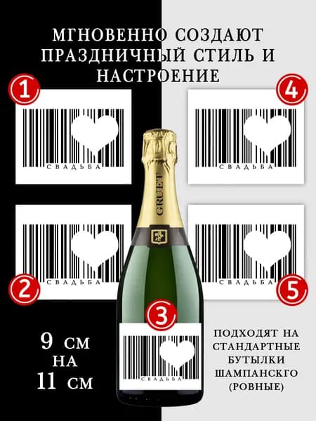 Свадебные наклейки на бутылки шампанского