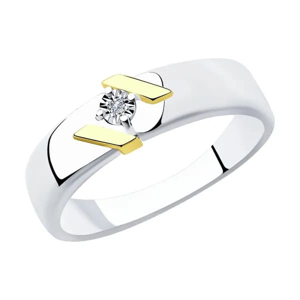 Серебряное кольцо с элементом лимонного серебра DIAMANT-ONLINE с бриллиантом 925 пробы