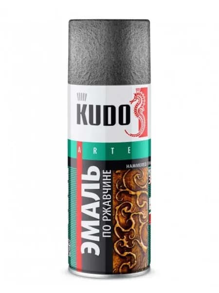 KUDO Аэрозольная краска Молотковая, Матовое покрытие, 0.52 л, серебристый