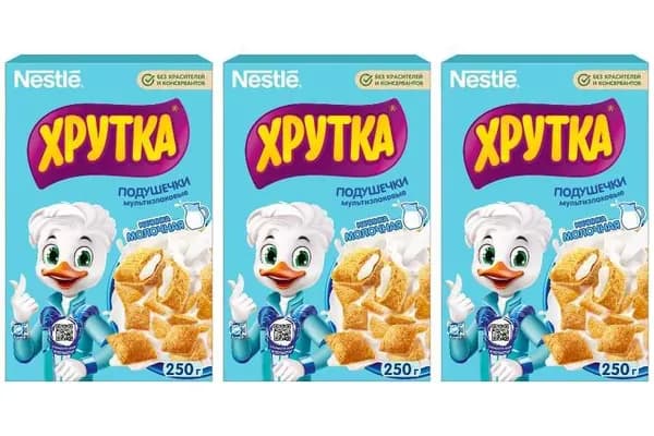 Хрутка Готовый завтрак Подушечки с молочной начинкой 250 г, 3 уп