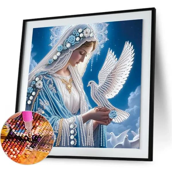 Частичная алмазная вышивка Дева Мария из смолы, 30 30 см
