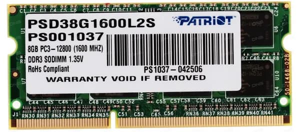 Patriot Memory Оперативная память Signature DDR3L, 1600 МГц, 1 x 8 ГБ (PSD38G1600L2S)