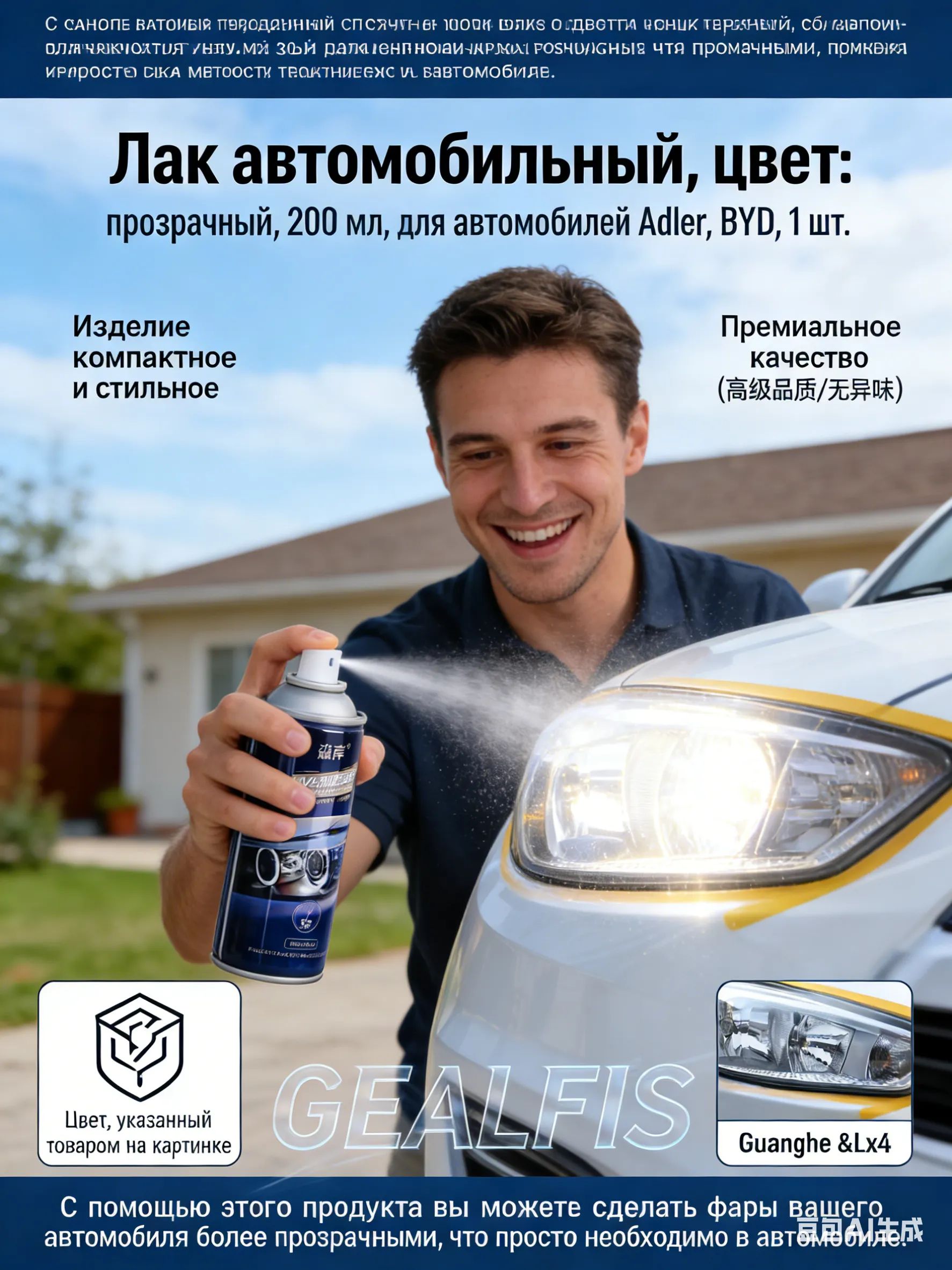 Лак автомобильный, цвет: темно-синий, 200 мл, 1 шт.