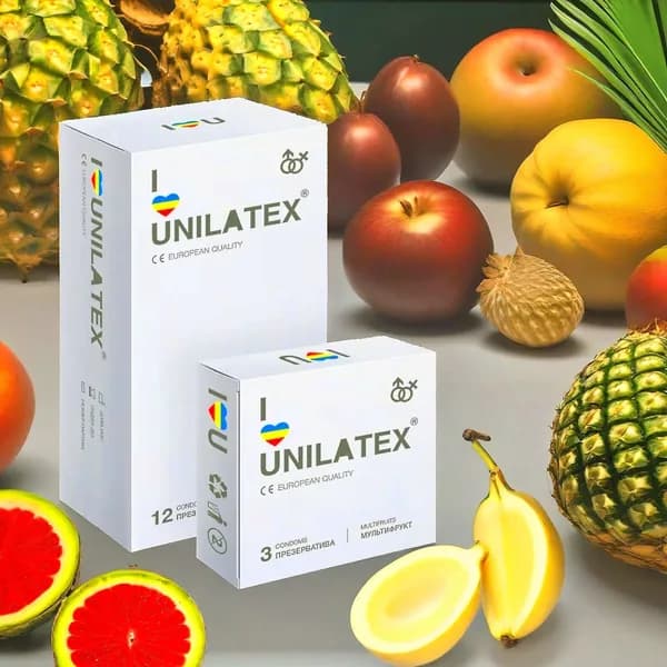 Презервативы для секса мультифруктовые Unilatex Multifruits 12 шт + 3 шт в подарок
