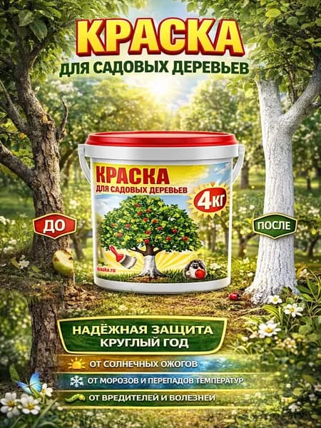 Краска для садовых деревьев ВТВ, белая, 4 кг