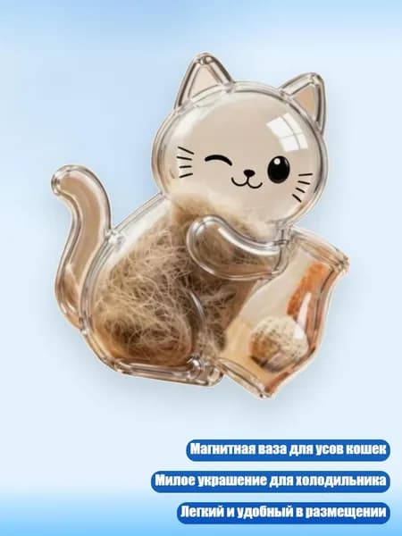 Держатели усов кошек Магнит на холодильник Ваза для сувениров, шерсти, цветов, - Игривый кот
