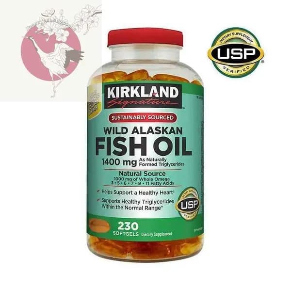 Kirkland Signature Wild Alaskan Fish Oil Омега 3,1400 mg Dietary Supplement, 230 капсул
