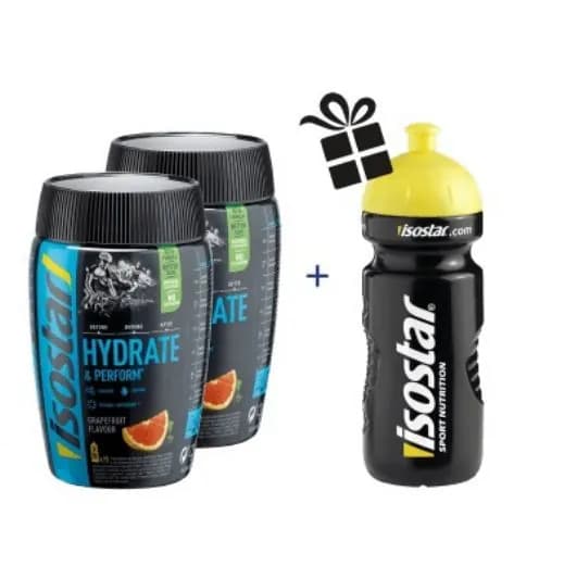 Изотонический напиток Isostar H&P Грейпфрут 2*400 г + черная бутылка в подарок