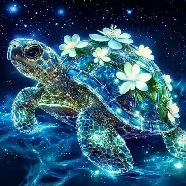 Диамантная вышивка Цветок и черепаха 30 30 см, смола