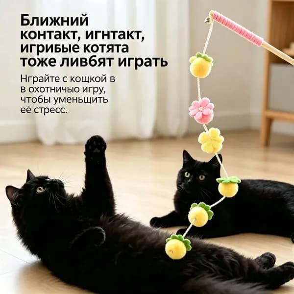 Кошка Забавная, Кошачья Палочка, Колокольчик Из Хурмы