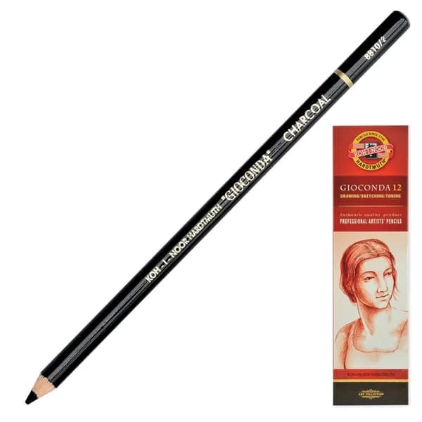 Карандаш угольный KOH-I-NOOR 1 штука, "Gioconda", корпус черный, средняя твердость, 3,8 мм (8810002001KS)