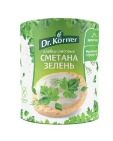 Dr. Korner Хлебцы Рисовые, сметана и зелень, 80 гр, 1 уп