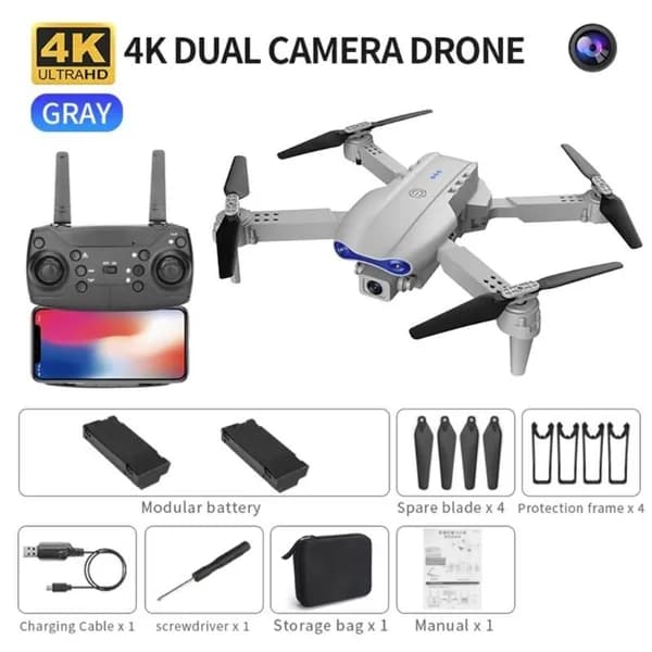Дрон E99 K3 4K с двумя/одной камерами, Серый - Одиночная камера dual p
