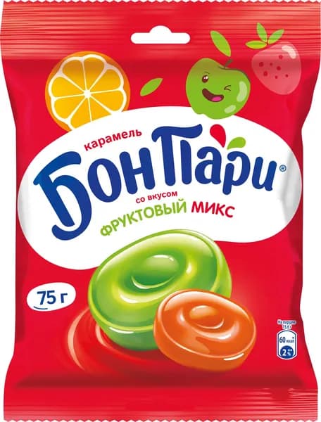 Бон Пари леденцы Фруктовый микс, 75г 1шт
