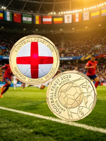 2026 Памятные монеты чемпионата мира по футболу, металлические значки для футбольных фанатов, коллекционный сувенир-Англия