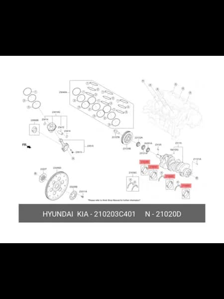 КОМПЛЕКТ ПОДШИПНИКОВ СКОЛЬЖЕНИЯ КОЛЕНВАЛА (4ШТ)