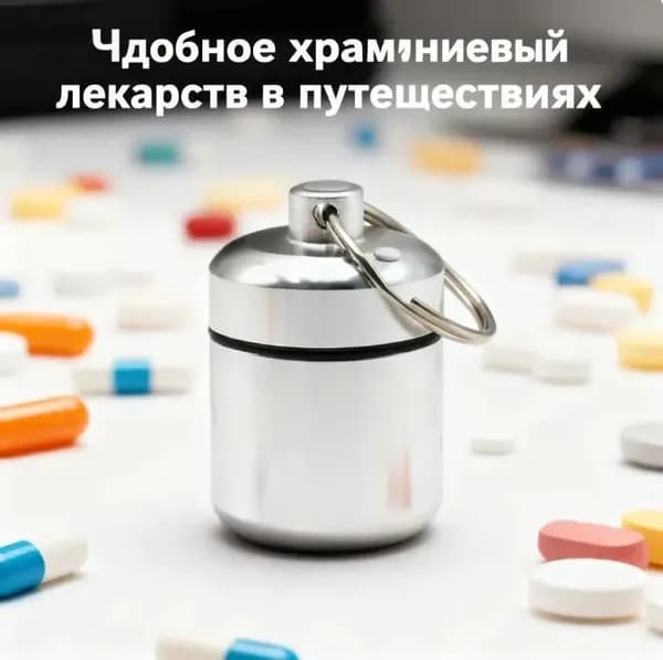 Универсальный контейнер для таблеток и мелких предметов, герметичность и защита,Серебро, 1
