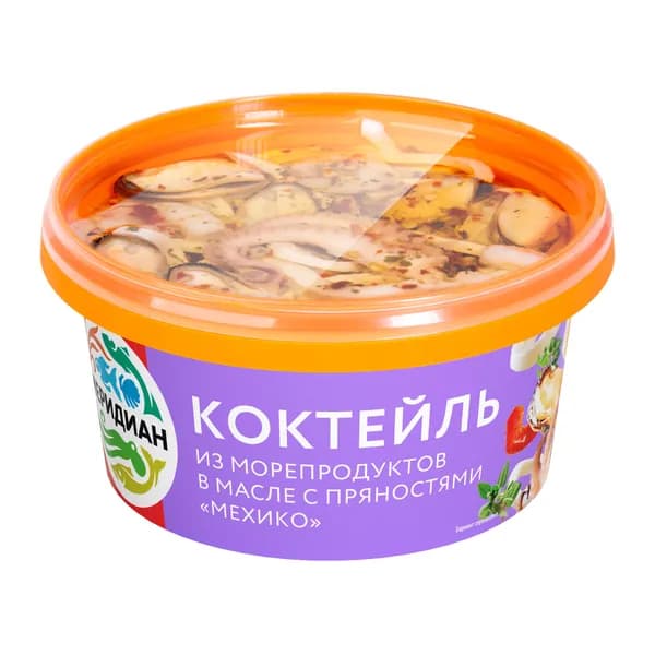 Коктейль из морепродуктов в масле с пряностями Мехико 430 г, Меридиан