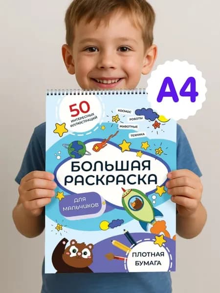 Большая раскраска для мальчиков от 3 лет