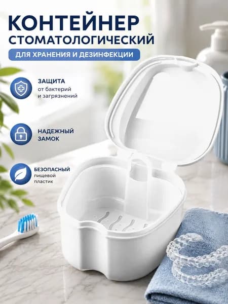 Контейнер стоматологический для ортодонтических зубных пластинок, капп, элайнеров, протезов и мостов