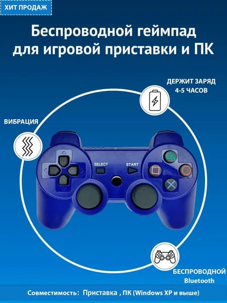 Dr. Boom Геймпад, Bluetooth, Проводной, синий