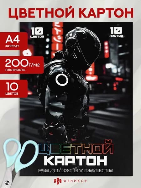 Цветной картон для школы А4 10 листов, папка с клапанами