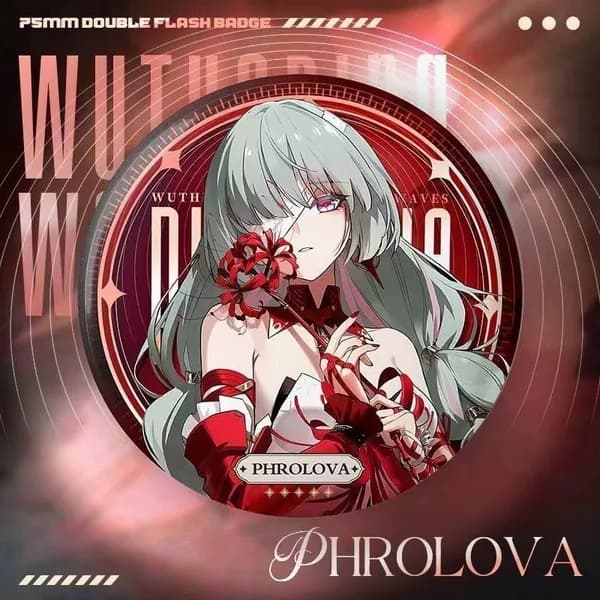 Значок радужный голографический 58 мм, Wuthering Waves Августа, Флорло, Габелина, Юно, Тисакки