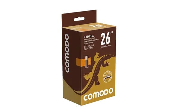 Велокамера COMODO с антипрокольным герметиком 26 x 2.125/2.40 (52/62 - 559) AV40 мм бутиловая