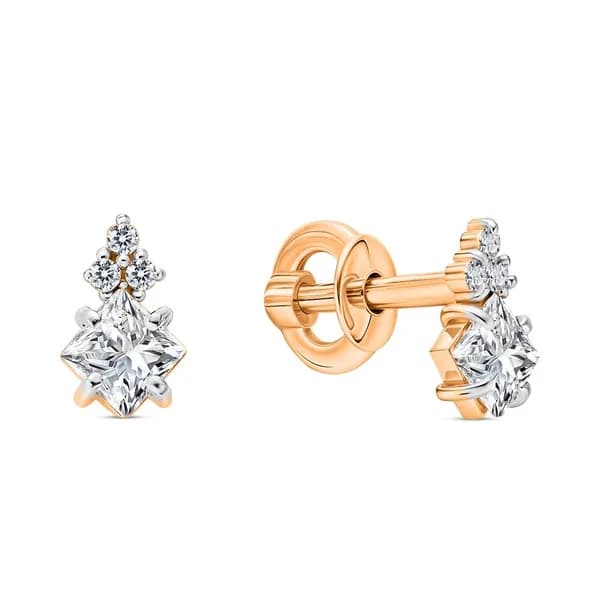 Серьги женские с фианитами из красного золота 585 пробы 585GOLD