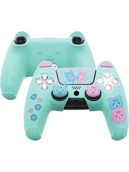 PlayVital силиконовый чехол Cute Bear для контроллера PS5, Kawaii Cover, совместим с зарядной станцией, защита Gamepad, наклейка на Touch Pad и накладки на стики